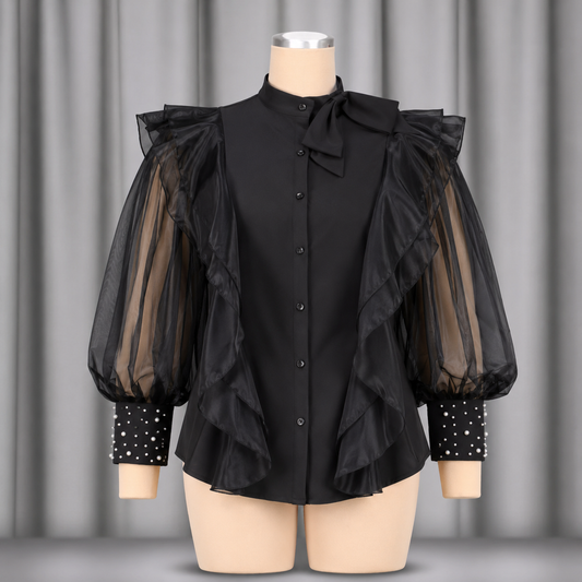 Satin Button-Up Blouse