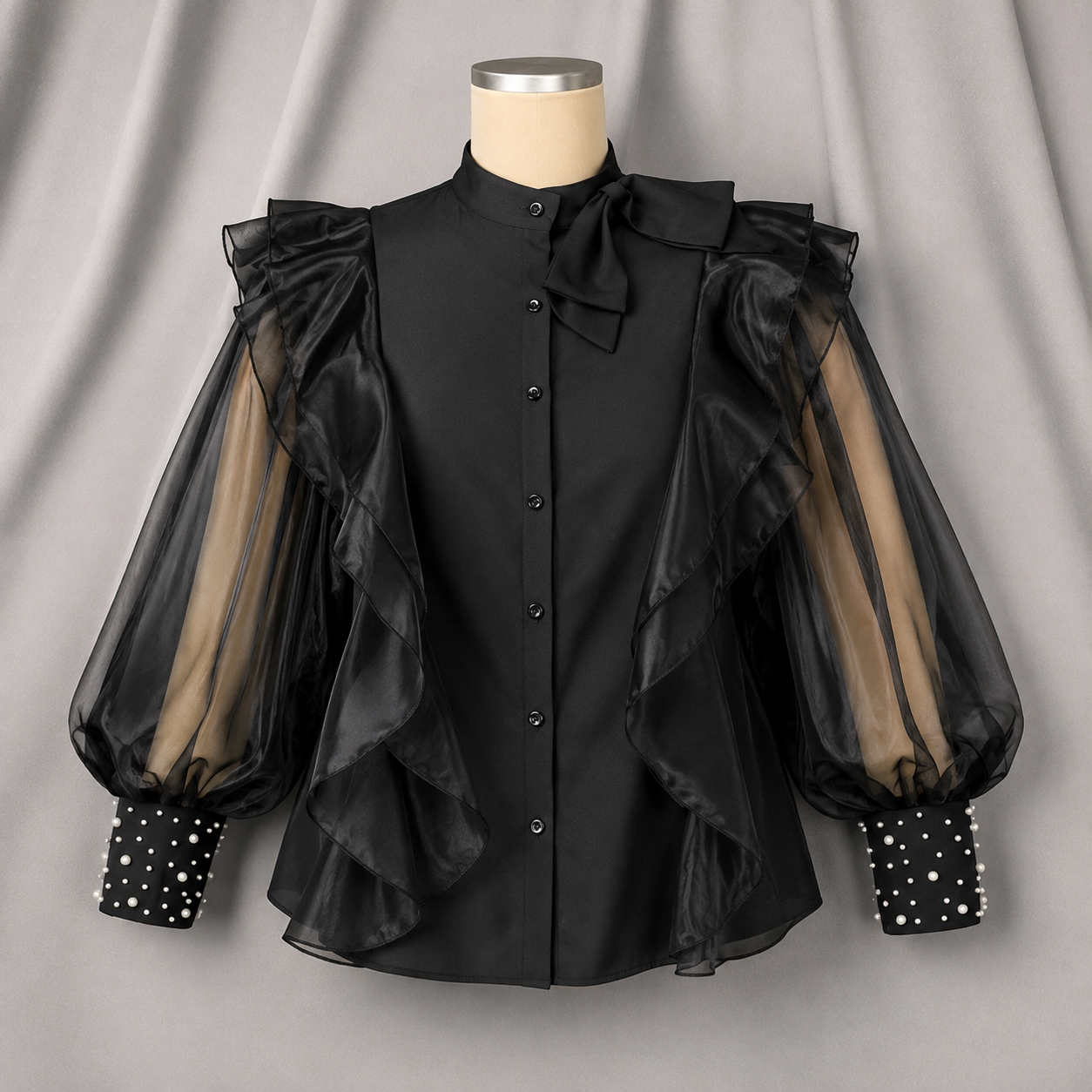 Satin Button-Up Blouse