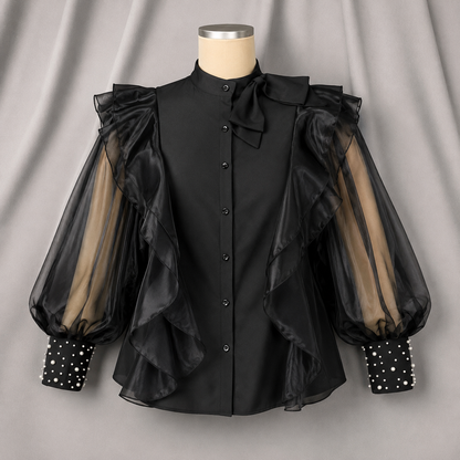 Satin Button-Up Blouse