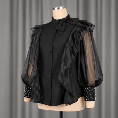 Satin Button-Up Blouse