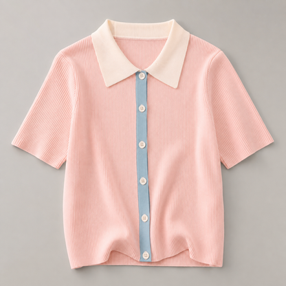 Ribbed Knit Color Top