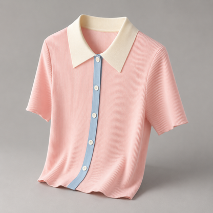 Ribbed Knit Color Top