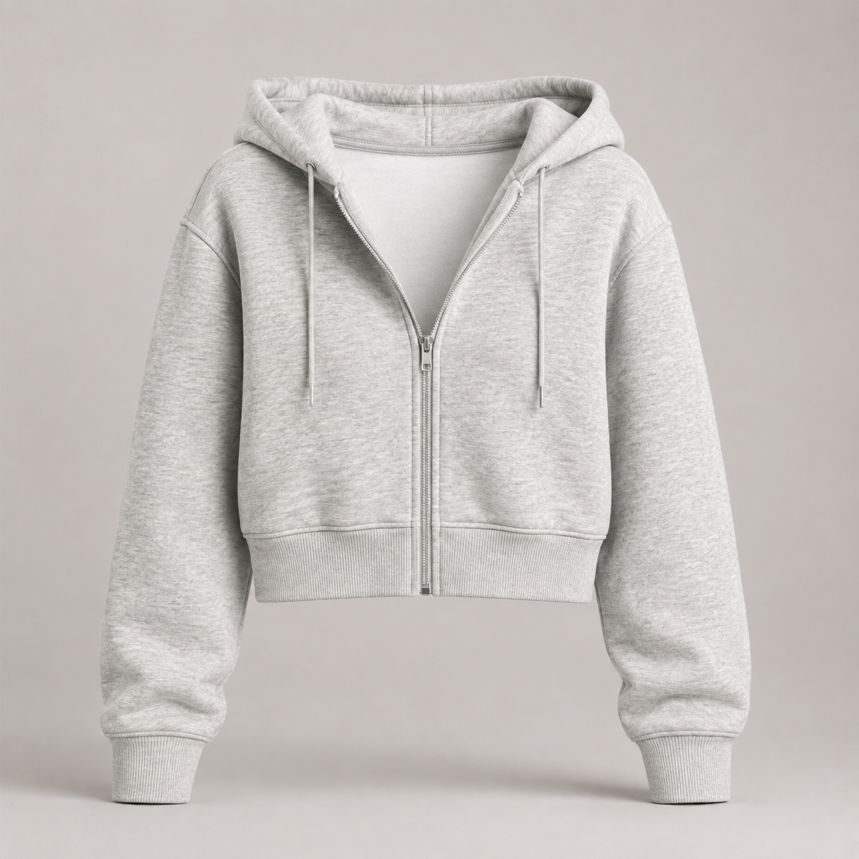 Cropped Zip-Up Hoodie