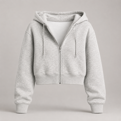 Cropped Zip-Up Hoodie