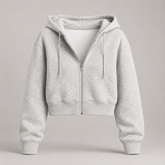 Cropped Zip-Up Hoodie