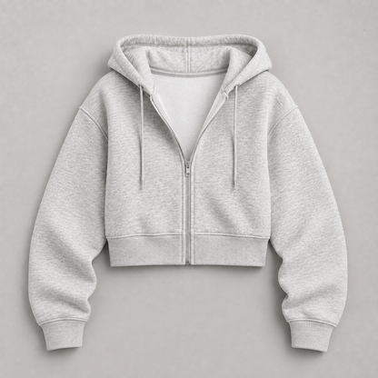 Cropped Zip-Up Hoodie