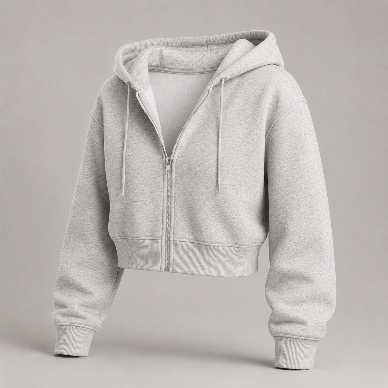 Cropped Zip-Up Hoodie