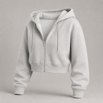 Cropped Zip-Up Hoodie